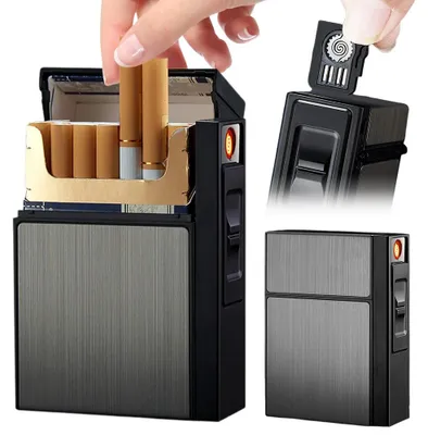 Produktbild von Zigarettenetui - 2-in-1 - Für 20 Zigaretten - King Size - Aluminium - Matt - Schwarz