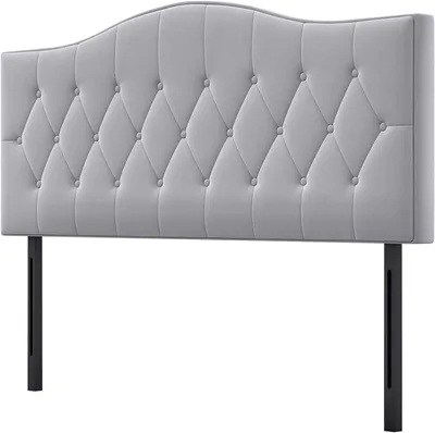 Productafbeelding van Hoofdeinde - Bedombouw - Bedframe - Bedachterwand - Slaapkamerpaneel - Grijs Polyester - Populierenhout