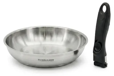 Image de Lot de 1 poêle 24 cm en inox et 1 manche amovible Fackelmann InoGrip