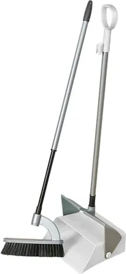 Image de Garniture de balayage sur pied "Combi" de Novaliv en métal de haute qualité (120 cm de long) - design ergonomique Balayette avec pelle Pelle de balayage avec long manche