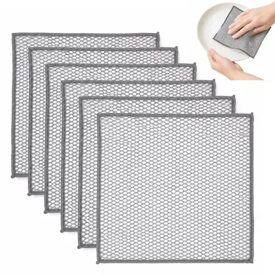 Productafbeelding van 6 reinigingsdoekjes, 30 x 30 cm, microvezeldoekjes met honingraatstructuur, geschikt voor keuken en huishouden