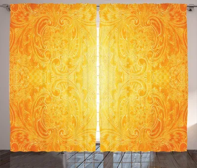 Obrázok produktu pre ABAKUHAUS, oranžová, rustikálna záclona, 280 x 225 cm, sada 2 kusov