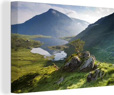 Obrázok produktu pre OneMillionCanvasses® - Plátno - 140x90 cm, Krajina vo Walese, Nástenná umelecká dekorácia - Fotografia na plátne - Maľba na drevenom ráme