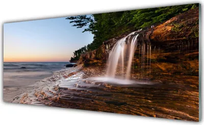 Produktbild von Acrylglasbilder 125x50 Wandbild Druck Wasserfall Landschaft