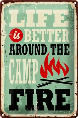 Produktbild von Blechschild Retro 20x30cm Camping campfire life is better