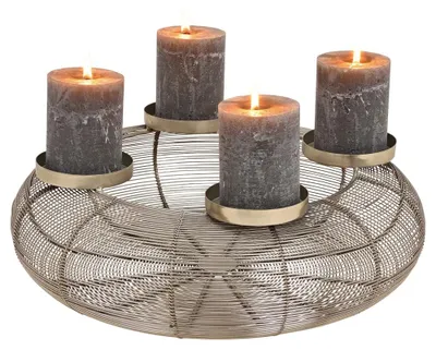 Produktbild von Moderner Metall Adventskranz mit Kerzen-Stecker silber Ø 38 cm