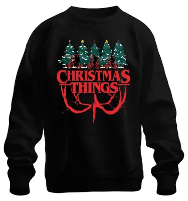 Immagine prodotto di CHRISTMAS THINGS Stranger Christmas Demogorgon Kids Retro Unisex Felpa Pullover, Nero, L