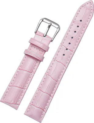Obrázek produktu pro Módní řemínek z kůže a nerezové oceli se sponou pro muže a ženy (růžový, 18 mm)
