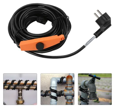 Productafbeelding van Ikodm verwarmingskabel, 18 meter, 288W, 230V, IP68, buisverwarmingskabel met thermostaat, vorstbeschermingskabel voor waterleidingen, geschikt voor binnen- en buitengebruik