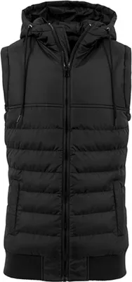 Image de Build Your Brand BY046 | Gilet à bulles pour homme / Capuche avec double couture de séparation - Couleur : Black/Black - Taille : L