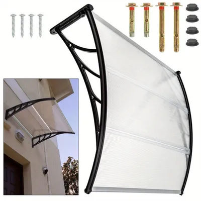 Produktbild von Türüberdachung - Überdachung für Türen - Vordach für die Haustür - Balkonüberdachung - Regenschutzdach - Transparentes Polycarbonat