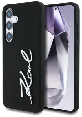 Immagine prodotto di Karl Lagerfeld Silicone Metal Signature Logo Custodia per Samsung Galaxy S25 Nero