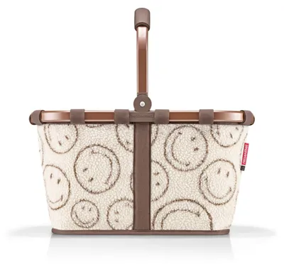 Productafbeelding van Reisenthel draagtas, model "Smiley", met een teddybeer-print en chocoladekleur