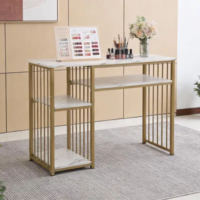Produktbild von Profi Maniküretisch Nageltisch Nagelrekonstruktion Nagelfrisiertisch Schminktisch Schreibtisch Computertisch mit Ablage für Nagelstudio Salon