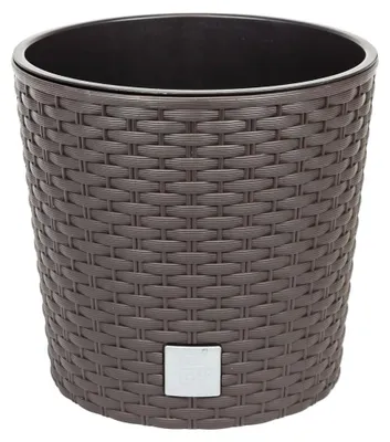 Image de Pot de fleurs rond 25 cm en marron foncé