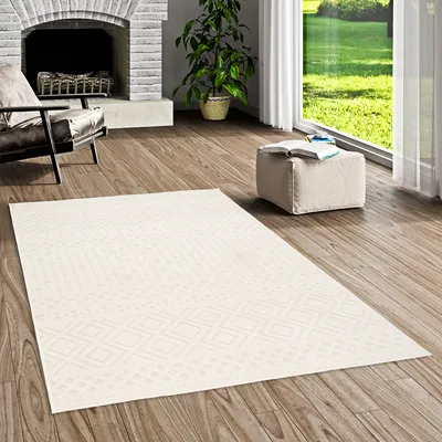 Produktbild von Flachgewebe Teppich Sevilla Modern Creme, Größe:80x150 cm