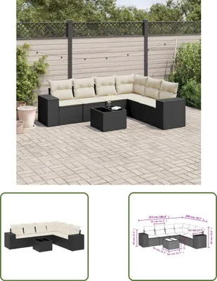 Produktbild von The Living Store 7-tlg. Garten-Sofagarnitur mit Kissen Schwarz Poly Rattan