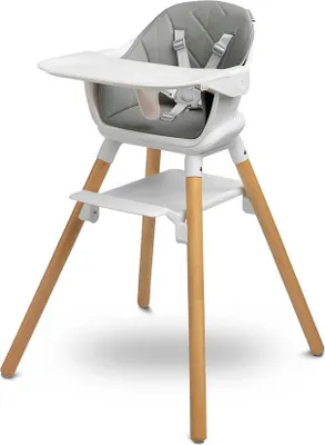 Produktbild von CARETERO Bravo 3in1 Hochstuhl Verstellbare Fusttze, Lederpolsterung, Holzbeine
