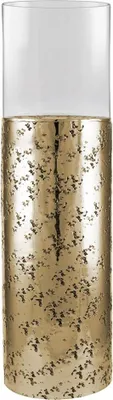 Produktbild von Kaheku Windlicht Loukia antik gold Aluminium mit Glasaufsatz, Durchmesser 20 cm, Höhe 65 cm  99990369