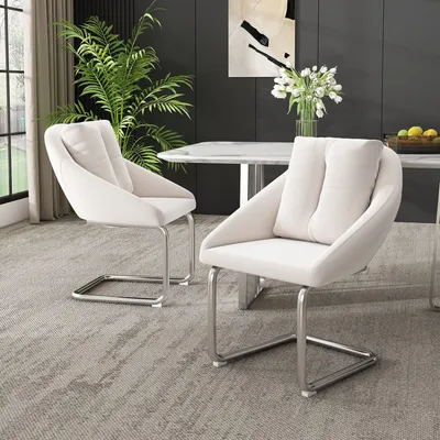 Produktbild von Odikalo Esszimmerstuhl Einzelstuhl Drehstuhl 2er-Set Samt mit Kissen Stützbeine Beige