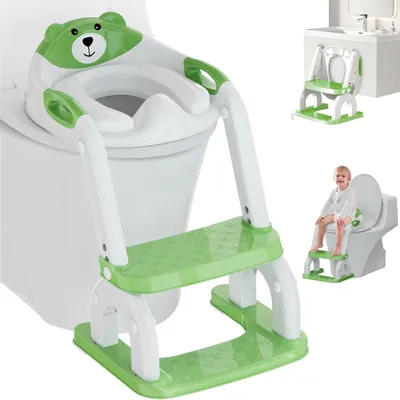 Immagine prodotto di Riduttore per WC con scaletta, altezza regolabile, pieghevole, per bambini piccoli