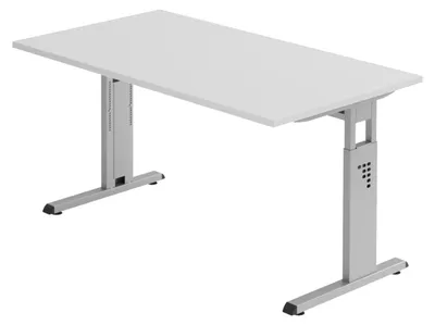 Produktbild von bümö Schreibtisch Serie-O - Gestell: Silber, Nachbildung: Grau, Größe:  140 x 80 cm