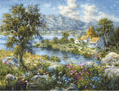 Produktbild von Luca-S Kreuzstich Set "Gold Collection. Verzauberte Hütte", Zählmuster, 43,5x32,5cm