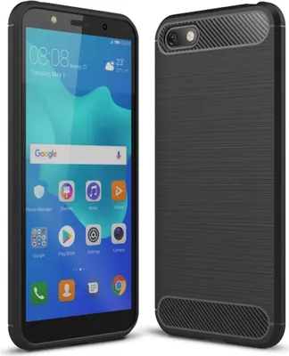 Produktbild von Huawei Y5 2018 Hülle Silikon Schwarz Carbon Optik Case TPU Handyhülle Bumper