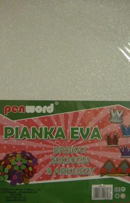 Zdjęcie produktu dla Pianka brokatowa biała 20x30cm 5szt