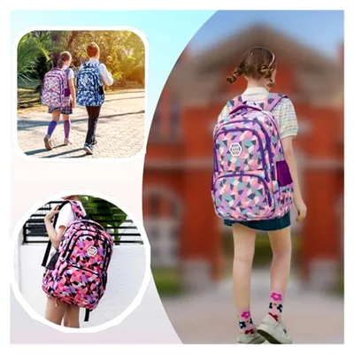Produktbild von Rucksack mit geometrischem Muster für Mädchen und Jungen für die Schule