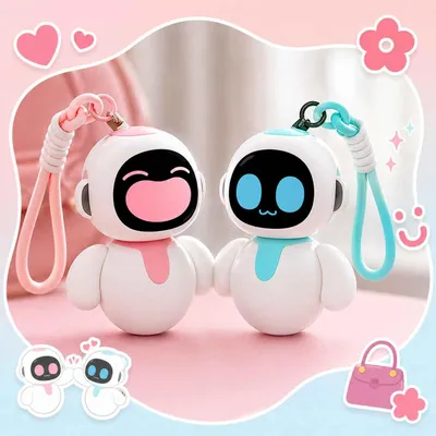 Obrázok produktu pre AIORBER Sada 2 mini robotických príveskov, interaktívna hračka s umelou inteligenciou, dotykový senzor, prívesok na kľúčenku, modrá + ružová