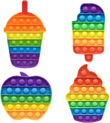 Productafbeelding van Sensorisch speelgoed - Set van 4 - Regenboog siliconen set
