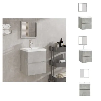 Produktbild von vidaXL Waschbeckenunterschrank mit Waschbecken und Spiegel Betongrau -  Badezimmerwaschtische