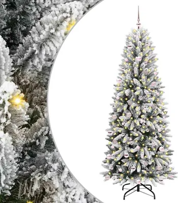 Image de vidaXL Sapin de Noël artificiel avec 300 LED avec support blanc 240 cm