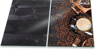 Produktbild von Herdabdeckplatten Spritzschutz Glas Universal 2-Teilig 2x40x52 Kaffee Schwarz