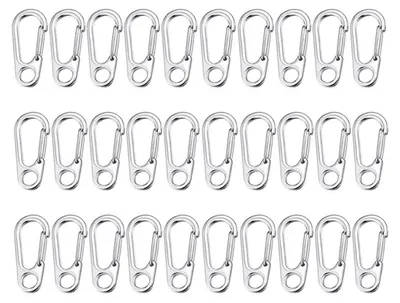 30 Mini-Karabinerhaken 32 x 14,5 mm, Federklammern für Outdoor