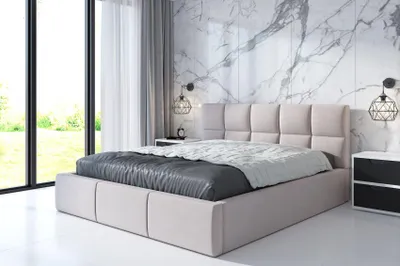 Produktbild von Polsterbett CARLOS 180 x 200  plus Matratze und Bettkasten. Möbel vom Hersteller- Handarbeit! Bett Komplett-Set mit Matratze,Bettkasten, Lattenrost & Kopfteil. Modern und robust. Elegantes Bett mit massives Kopfteil und kristallähnlichen Knöpfen.