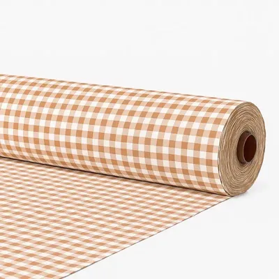 Zdjęcie produktu dla Tkanina bawełniana Gamusi w kratkę Vichy, kolor beżowy – szerokość 280 cm – sprzedawana na metry – 70% bawełna, 30% poliester – certyfikat OEKO-TEX – cięcie ciągłe