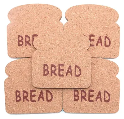 5 Kork-Untersetzer Brotform Ø 10 cm, hitzebeständig