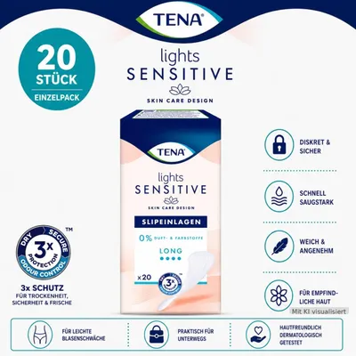 Produktbild von TENA lights Sensitive Long | Slipeinlagen, 3 mm, 210 mm, 20 Stück(e)