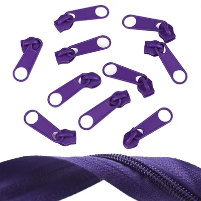 10 Reißverschluss Zipper für Endlosreißverschluss, 5mm, lila