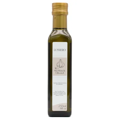 Produktbild von Lussiero Knoblauch Olivenöl Natives Olivenöl Extra mit natürlichem Knoblauch-Aroma Garlic Oil 250ml