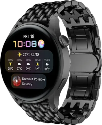 Produktbild von Strap-it Huawei Watch 3 (Pro) Stahl-Drachenarmband (Schwarz)