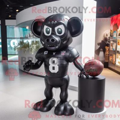 Produktbild von Maskottchen REDBROKOLY mit schwarzem American-Football-Helm bekleidet mit Abendkleid und Geldbörse