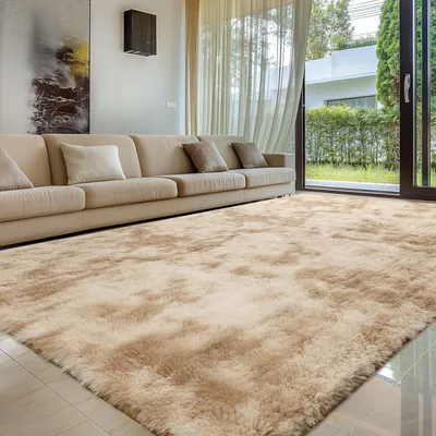 Image de Tapis à poils longs gris, 120x160 cm, lavable, antidérapant, moelleux, design moderne