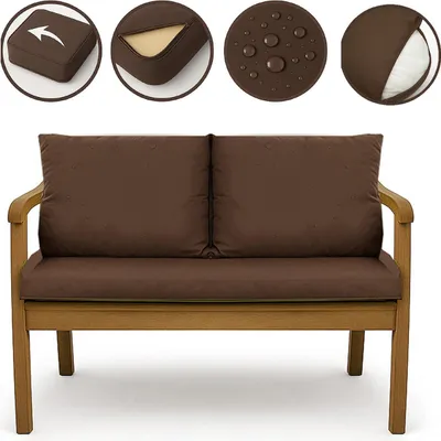 Obrázok produktu pre Vankúše na záhradnú lavicu Hnedý | Sedák 130x50x7 + operadlo 2x 56x50cm | vankúš na záhradnú hojdačku | Podušky na záhradnú pohovku pre 2 osoby