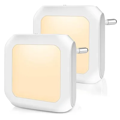 Produktbild von 2 Stück LED Nachtlicht Steckdose mit Lichtsensor Warmweiß für Flur, Schlafzimmer, Kinderzimmer, Küche, Treppe