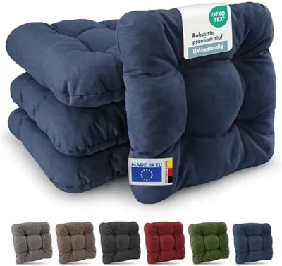 Productafbeelding van PromoHome® Set van 4 tuin- of terras kussens, 40x40 cm - Blauw - Comfortabele zitkussens voor binnen en buiten