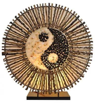 Produktbild von Deko-Leuchte YING YANG BATUR, Lampe aus Natur-Material, Stimmungsleuchte, runde Form