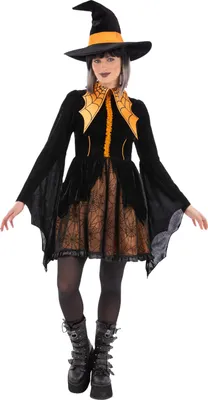 Imagen del producto de Smiffys - Disfraz de bruja con temática de araña para mujer, modelo SM3420 (talla 38 DE - 40 DE) (/naranja)